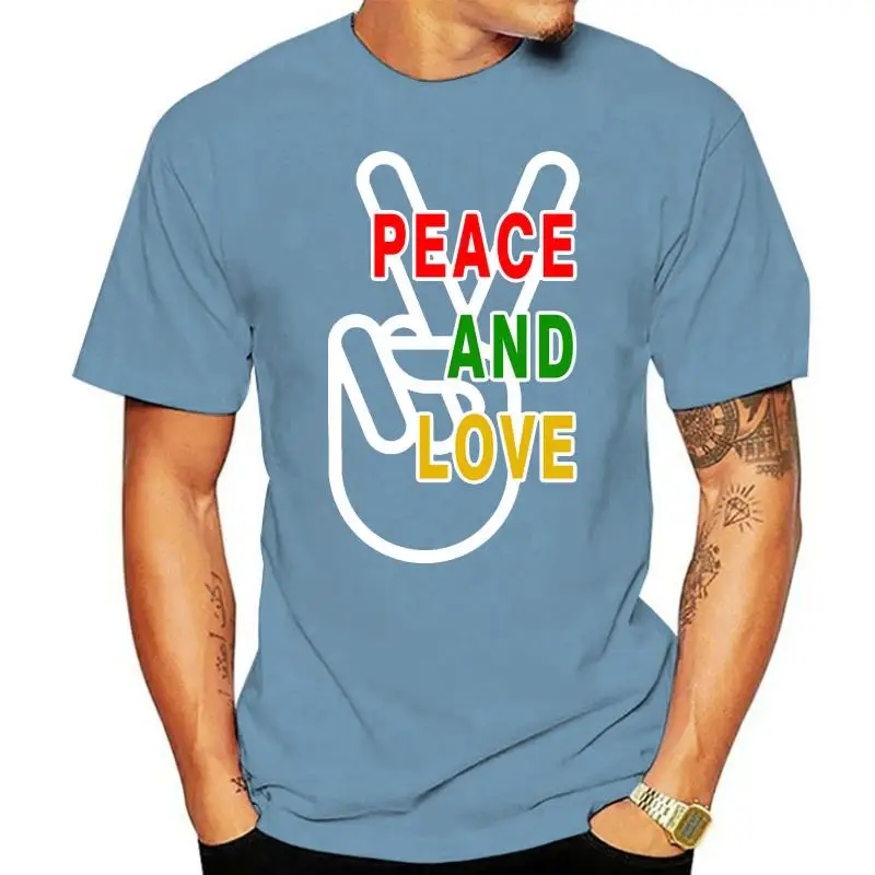 

Мужская футболка с надписью «Peace and love hand sign» растамен раста арт Мужская Черная Высококачественная крутая Повседневная футболка с надписью ...