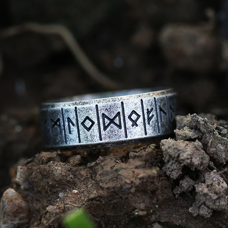 

Cool Stuff Stainless Steel Odin Norse Viking Anel Amulet Rune Couple Dating Rings For Men Women Words Retro Jewelry