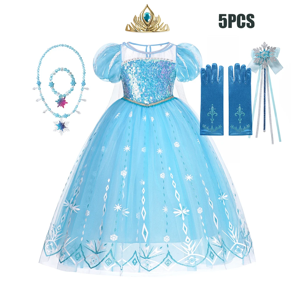 Снежная королева костюм принцессы для девочек Холодное сердце Эльза роскошные