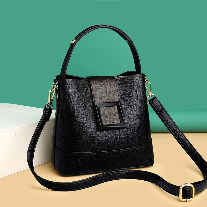 

High Quality PU Handbags Solid Color Design Ladies Travel Bag Solid Color Messenger Bags Multifunctional Women Shoulder Bag