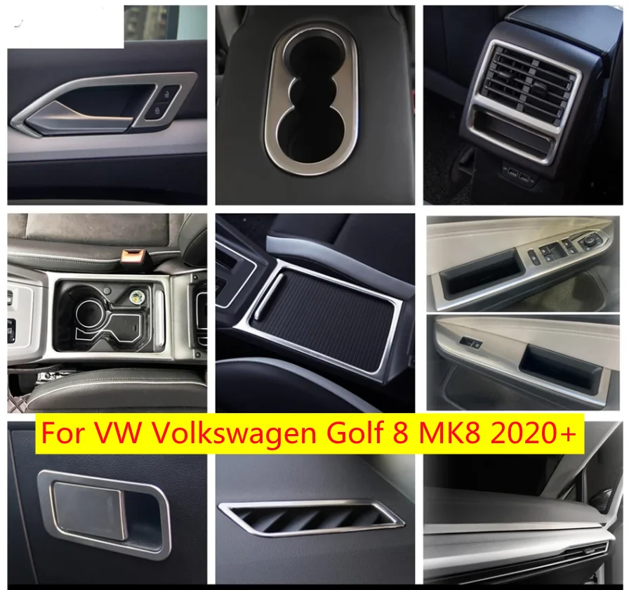 

For VW Volkswagen Golf 8 MK8 2020 - 2022 Accessories Interior Handle Bowl Water Cup AC Air Panel Box Cover Trim