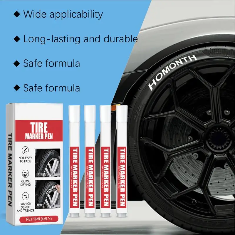 Маркер для краски шин 4 шт. автомобильная маркировочная ручка белые маркеры