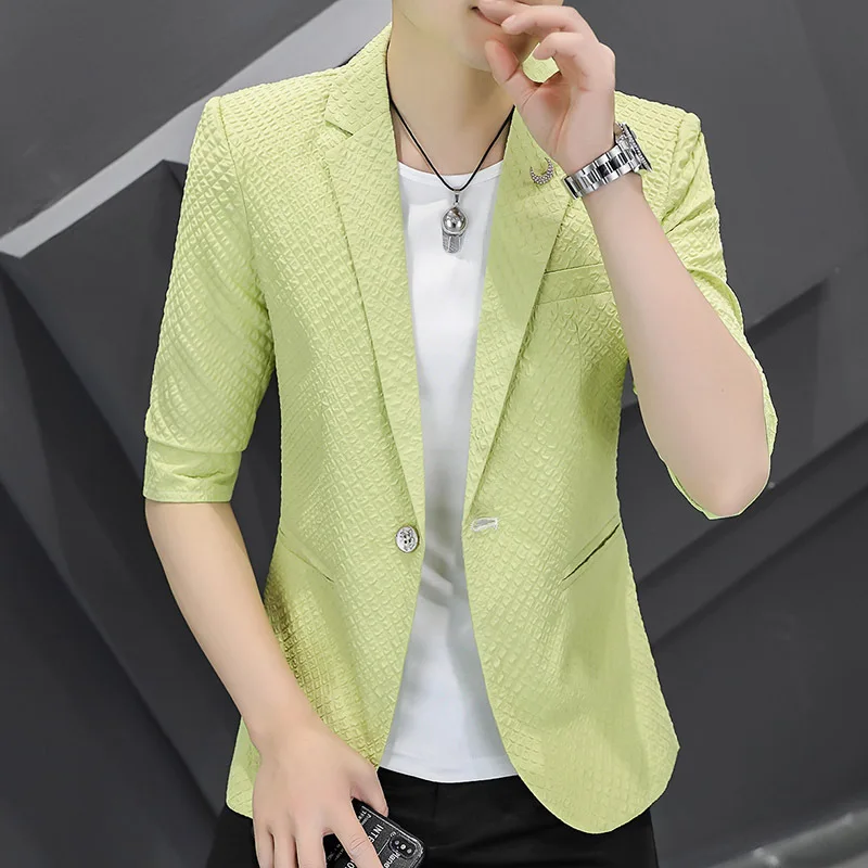 

2022 Men's New Spring and Summer blazer Half Sleeve Slim Korean Casual blazer
