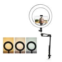 10inch profissional led ring light phone stand with folding arm holder dimmable photography ringlight for youtube live streaming
