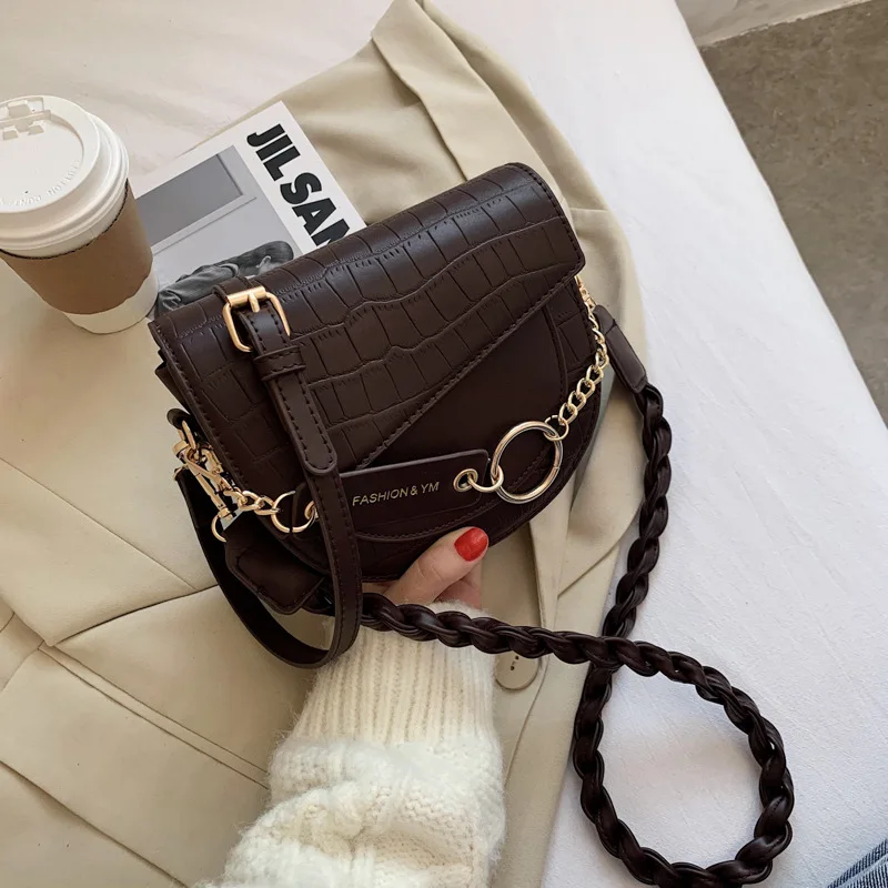 

LEON Crocodile Half Round Saddle Brand 2022 Ladies PU Leather Handbag Shoulder Tote Luxury Ladies Crossbody Bag