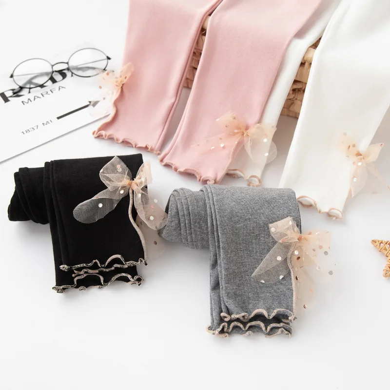 

Children's New Spring And Autumn Bottoming Slim Pants Beauty Bowknot Baby Cotton Girls Leggings