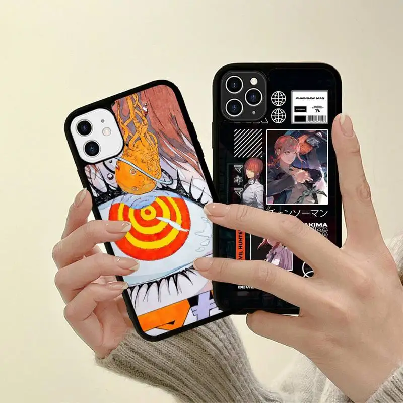 

Japan Cartoon Anime Chainsaw Man Phone Case Silicone PC+TPU Case for iPhone 11 12 13 Pro Max 8 7 6 Plus X SE XR Hard Fundas