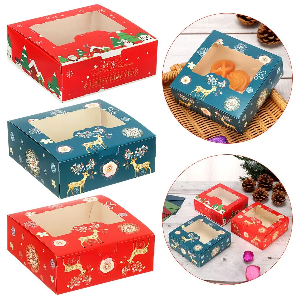 

Christmas Cardboard Cake Boxes Chocolate Nougat Cupcake Biscuit Gift Wrapping Box Cake Packaging Box Christmas Gift Box