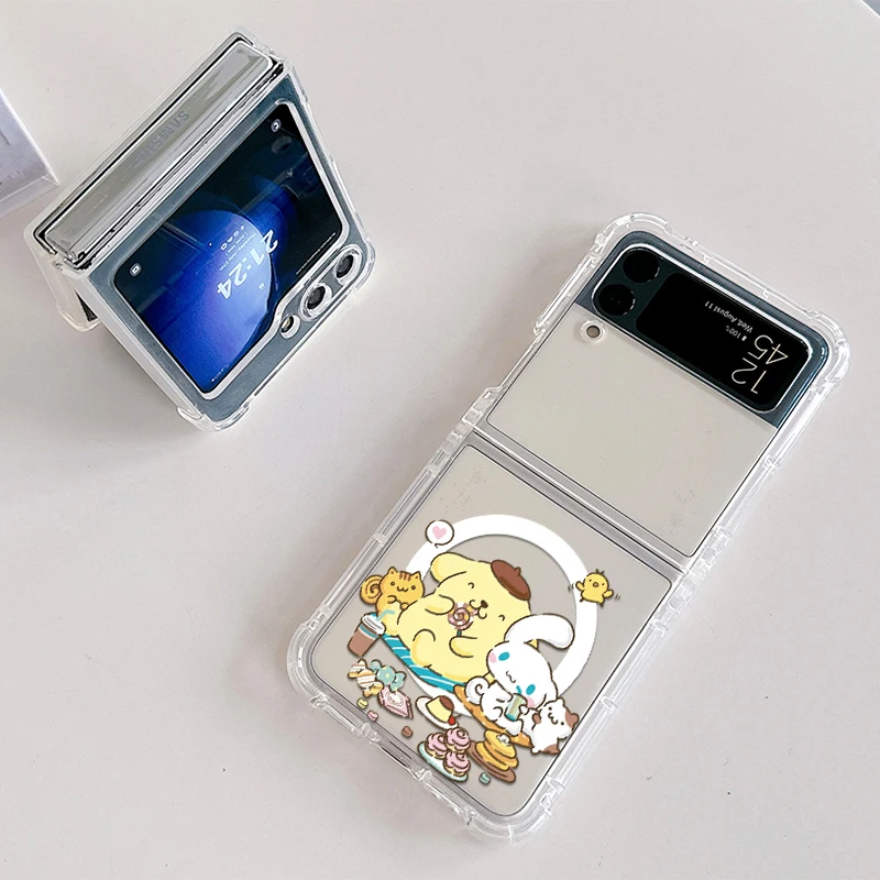 Магнитный чехол для телефона с помпоном Magsafe Samsung Galaxy Z Flip 3 4 5 6 5G мягкий прозрачный