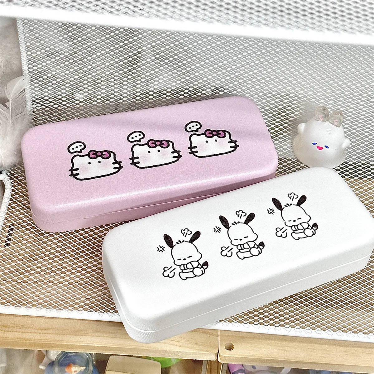 

Sanrio Hellokitty полачко женские Мультяшные милые Солнцезащитные очки устойчивые к давлению портативные квадратные очки коробка для хранения про...