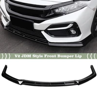 3pcs abs car diffuser front bumper lip splitter spoiler body protector kit chin for civic hatchback 2016 2021 si v2 jdm style