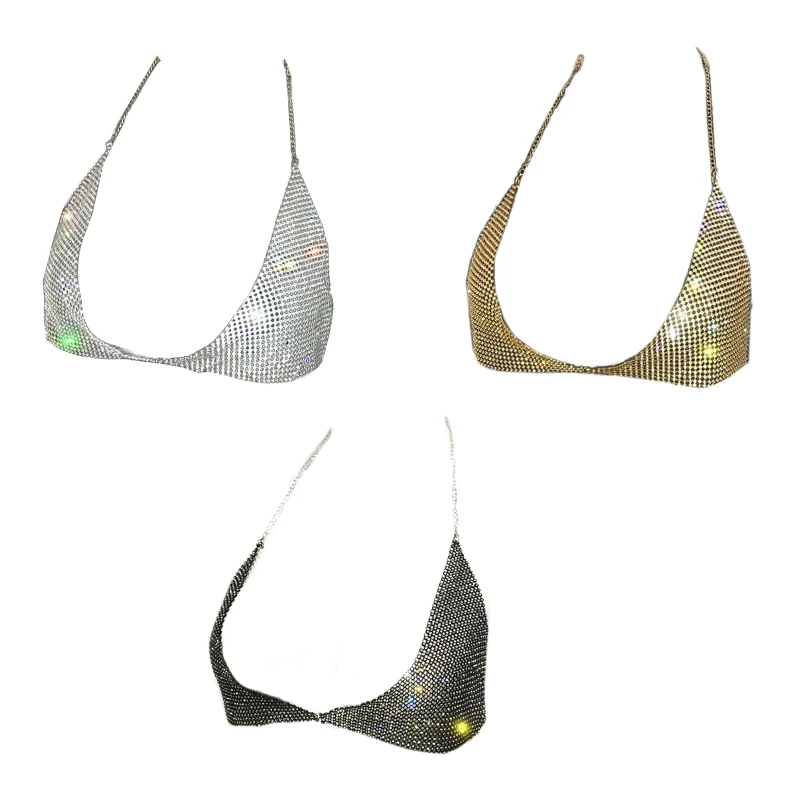

Rhinestones Mesh Bras Chain Sparkly Bikini Body Jewelry Beach Nightclub Camisole