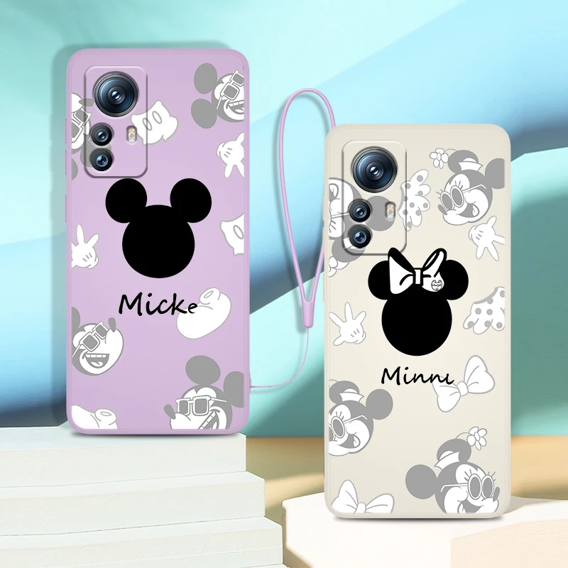 

Mickey Minnie Art Disney Phone Case For Xiaomi Mi 12 12X 11i 11T 11 10 10S 10T 9 SE Pro Lite Ultra 5G Liquid Rope Cover