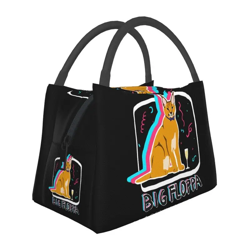 

Aesthetic Big Floppa Insulated Lunch Bags for Work Office Glitch Caracal Cat Leakproof Cooler Thermal Bento Box Women