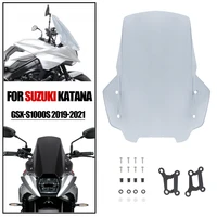 motorcycle touring windshield for suzuki katana gsx s1000s gsxs1000 s 2019 double bubble fly screen wind deflector with bracket
