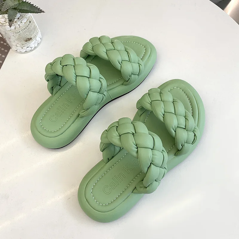 

Шлепанцы женские из ПУ кожи, сланцы, низкие тапки, Повседневная Роскошная обувь на плоской подошве, римские скандалы из ткани, в стиле ретро, ...