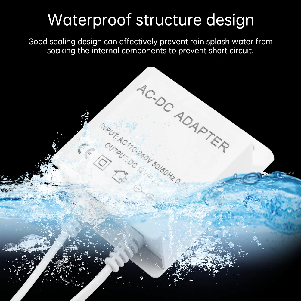 

Адаптер с вилкой ЕС/США, 2 А, AC100-240 В на DC 12 В, уличный светодиодный водонепроницаемый трансформатор для камеры WIFI