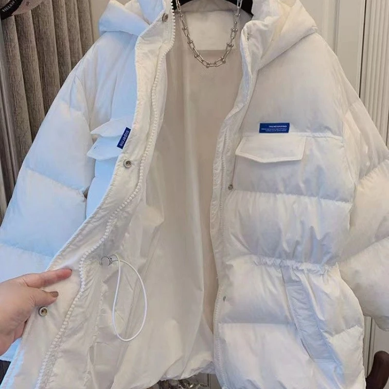 Winter Women Coat Puff Jacket Parka Long Sleeve Warm Thicker Adjustable Waist Hooded Cotton Jacket Loose Korean Fashion Coat