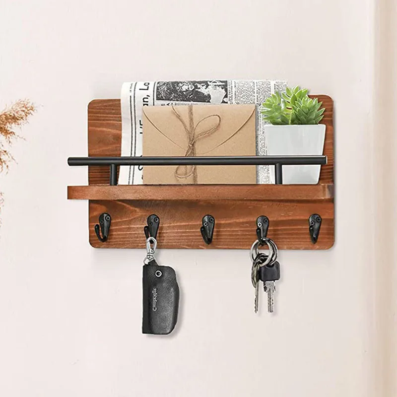 

Wooden Keychain Storage Holder Key Hanger Wall-Mounted Coat Hooks Home Decoration Shelves Wall Decoration Letter Storage Rack