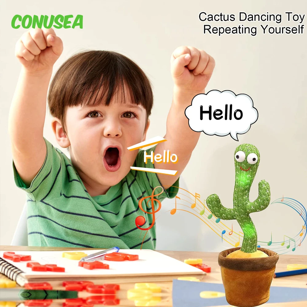 

Dancing Cactus 120 Song Speaker Talking USB Charging Voice Repeat plush Cactu Dancer toy talk Plushie Stuffed toys for Baby Girl