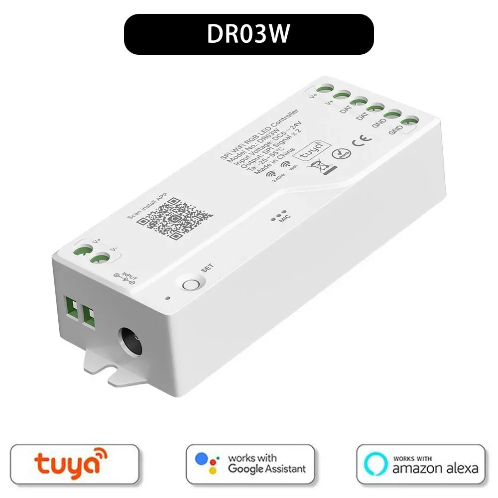 

Светодиодный контроллер TUYA SPI WIFI RGBIC работает с Google Home Alexa для WS2812B WS2811 WS2813 WS2814 WS2815 5050 RGB светодиодная лента