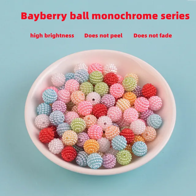 

10/12/15mm ABS Imitation Pearl Monochrome Bayberry Ball Straight Hole Color Loose Beads Handmade Diy Jewelry Accessories