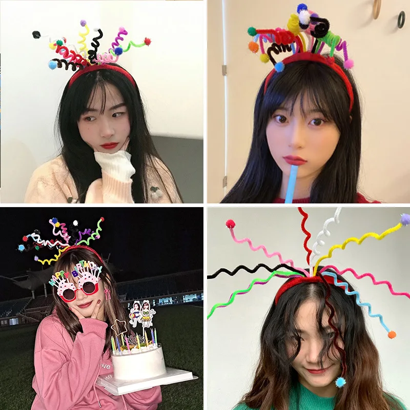 

Happy Birthday Funny Headbands Birthday Party Colorful Hair Hoop Styling Decorations Hair Clips Hair Ornaments Accessories Women