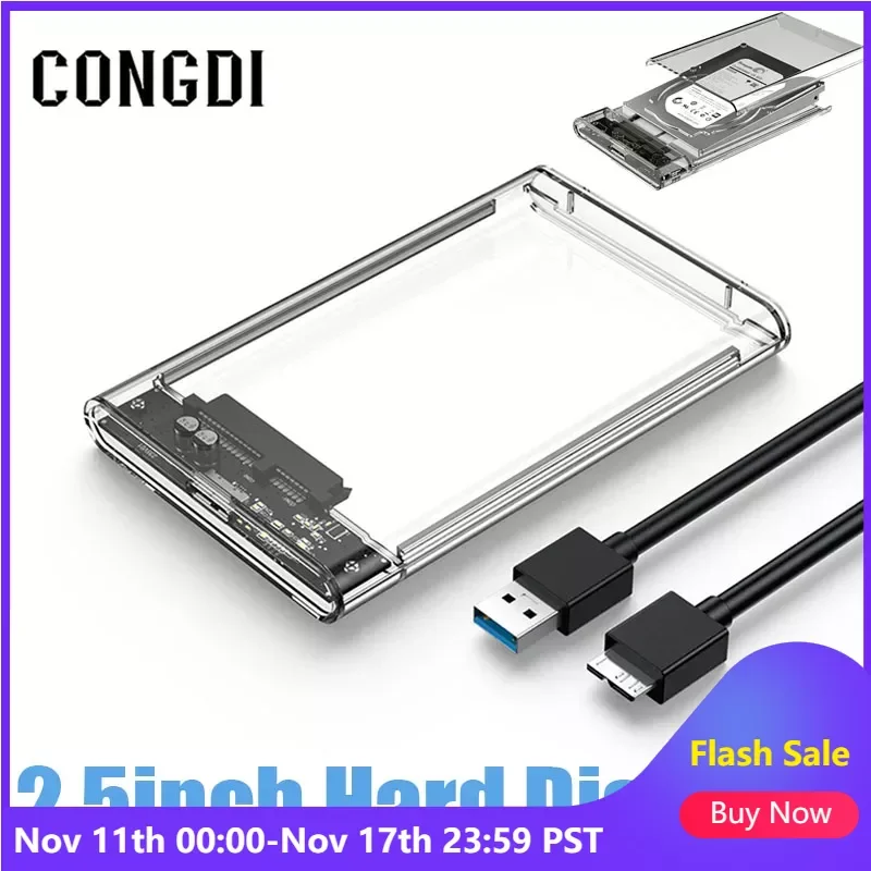 

Transparent Harddisk Boxs 2.5 Inch HDD SSD Shell Enclosure SATA To USB 3.0 Mobile External Hard Drive Disk Box 5Gbps Support 5TB