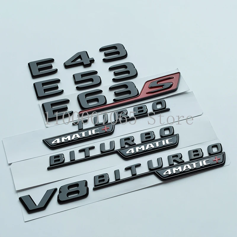 Глянцевые черные буквы E43 E53 E63 E63S V8 Biturbo 4matic наклейка на багажник автомобильного
