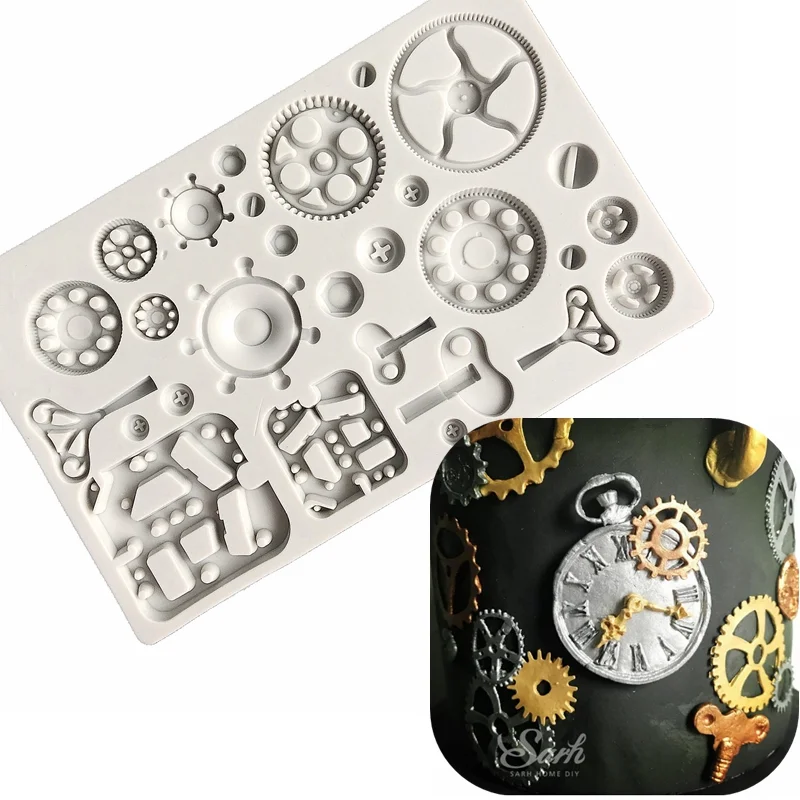 

3D Steam Punk Gear Sugarcraft Silicone Mold Mechanical Fondant Candy Molds Cupcake Mould Chocolate Cake Decoration Baking Tools