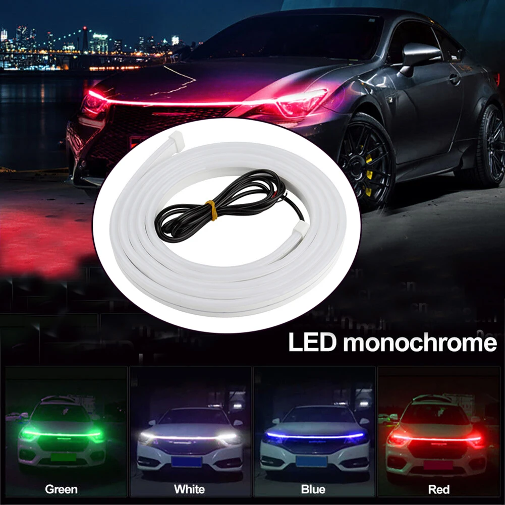 Led Car Hood Light Drl Strip 120cm 12V Car Hood LED Daytime Running Light Strip Waterproof Flexible Lamp DRL Car Lights