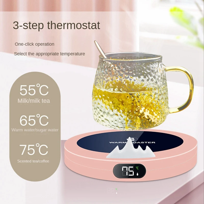 

Portable USB Heating Cup Warm 3-Gear Coffee Mug Heating Coaster Smart Thermostatic Hot Pad Milk Tea Heating Pad -White