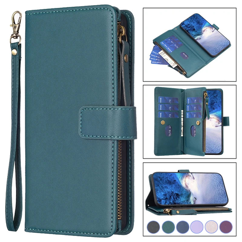 

Double Layer Zipper Wallet Leather Case For Xiaomi Redmi 9AT 9C NFC Note 9S Note9 Pro 9A 9 Prime Cover Card Slots Flip Coverings