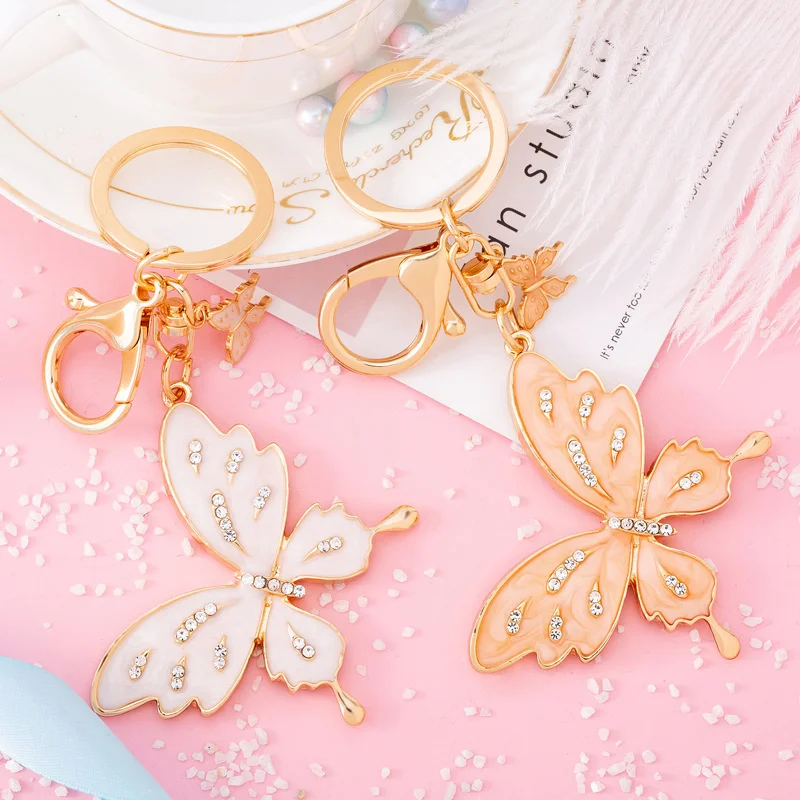 

Creative Diamond Butterfly Keychain Boutique Animal Pendant Personality Shiny Bee Bag Ornament Wholesale