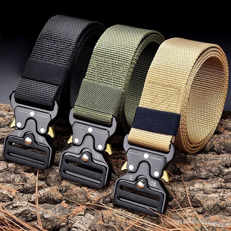 Men's Cobra Tactical Pants Belt Functional Outdoor Nylon Alloy Buckle Belt Men's Canvas Tooling Waistband