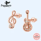 Женские асимметричные серьги-гвоздики trustdavid DB110, свадебные серьги из настоящего серебра 925 пробы с гитарными нотами в минималистическом стиле