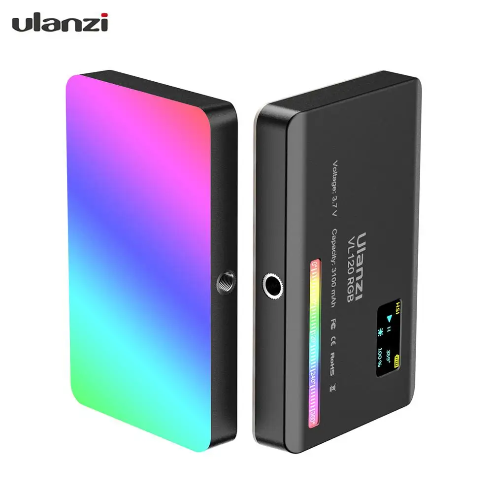 

Ulanzi VL120 RGB Mini LED Video Light 2500K-9000K Photography Fill-in Light with Cold Shoe Mount Adapter for Vlog Live Streaming