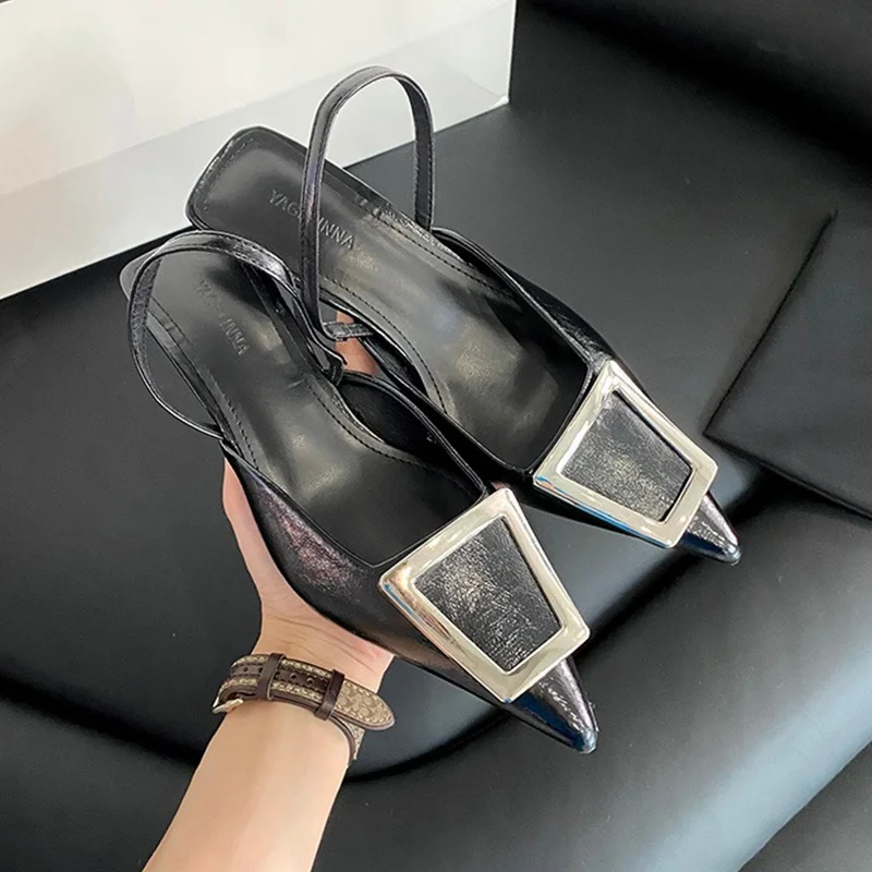 

Сандалии женские на среднем каблуке, дизайнерские туфли-лодочки с острым носком, классические туфли для свадьбы, вечеринки, летняя обувь, 2023