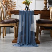 long chiffon table runner haze blue for wedding party christmas banquets bridal home table arches cake table decoration 73x305c
