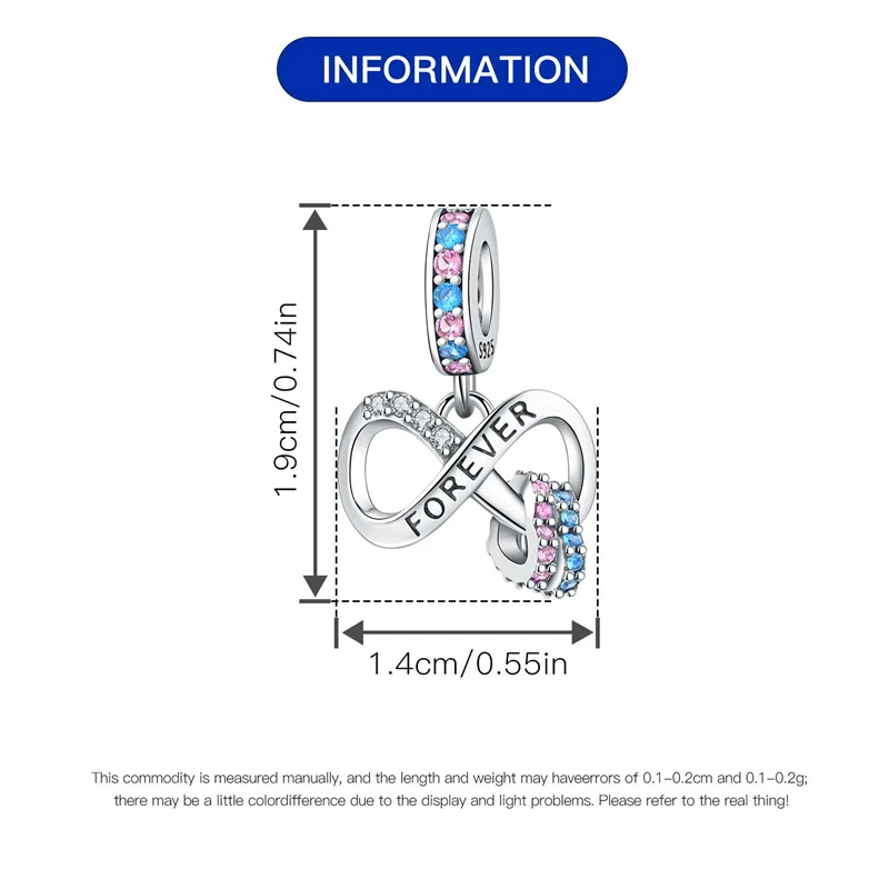 НОВЫЕ подлинные бусины из стерлингового серебра 925 пробы с бесконечностью и