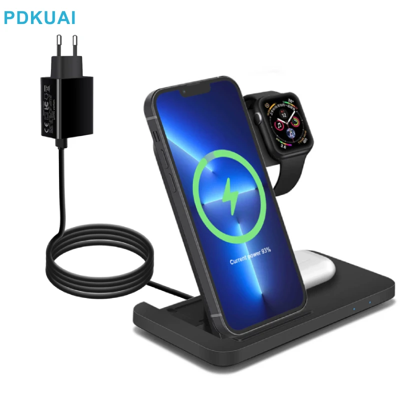 

15 Вт складное Беспроводное зарядное устройство для iPhone 13 12 11 Pro Max XS XR X 8 Индукционная зарядная подставка для Apple iWatch 7 SE Airpods Pro