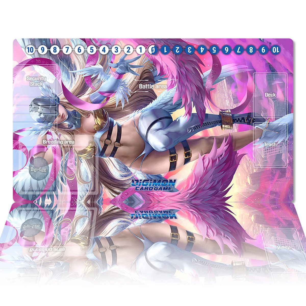 

Digimon Playmat Angewomon DTCG CCG Card Game Board Game Mat Anime Mouse Pad Rubber Desk Mat Gaming Accessories Zones Bag 60x35cm