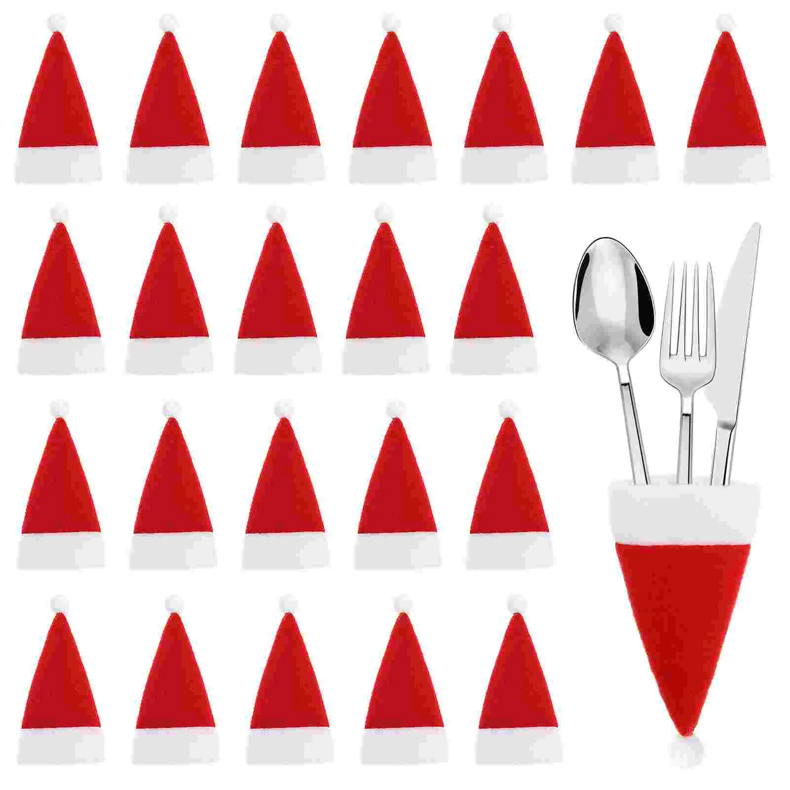 

30 Pcs Mini Bottles Xmas Crafts Decorations Christmas Cutlery Covers Ornament