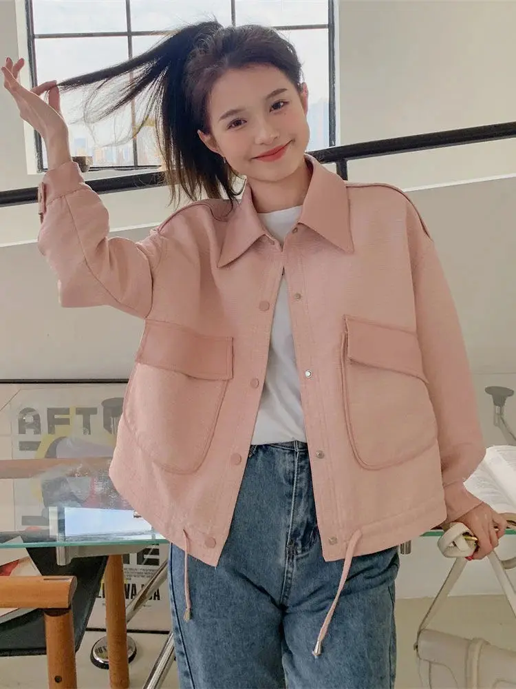 

Coat Women's Spring And Autumn 2023 New Korean Pink Baseball Jersey Sweet Short Vintage Top