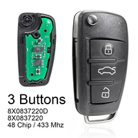 433mhz 3 button car remote key with id48 chip 8x0837220d 8x0837220 for audi a1 q3 s1 2010 2011 2012 2013 2014 2015 2016 2017