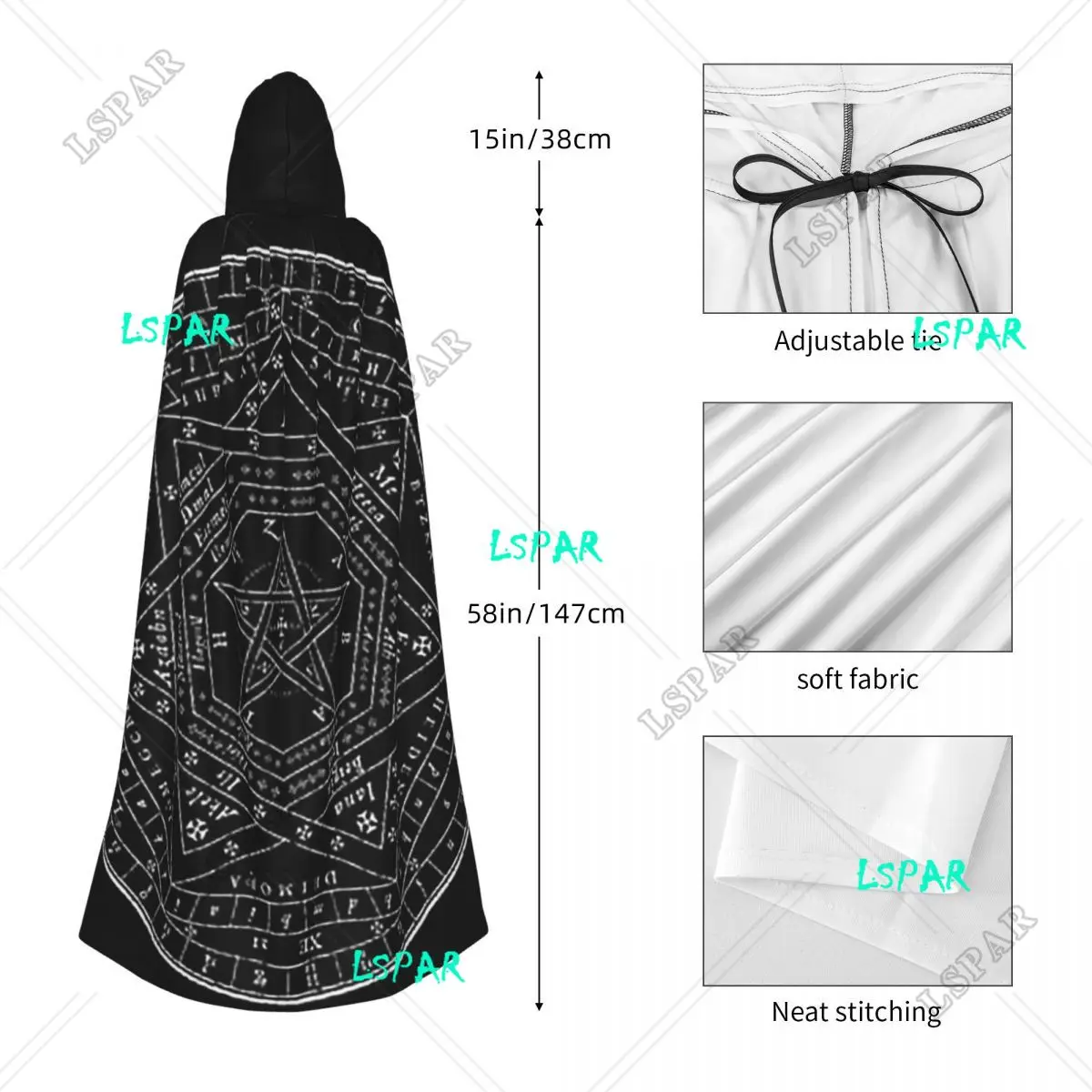 Sigillum Dei Aemeth оккультный языческий сигил длинный плащ с капюшоном ведьма