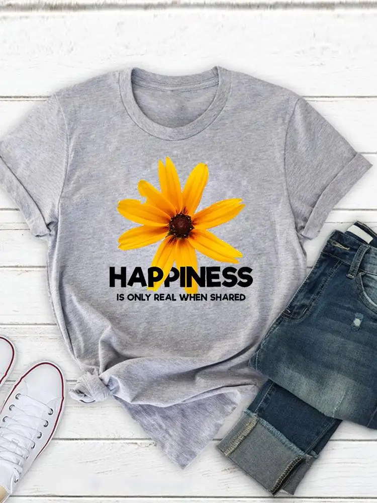 

Letter Flower Lovely 90s Graphic T-shirts Printing Clothing Print Fashion Women Summer Tshirt Short Sleeve Tee Top