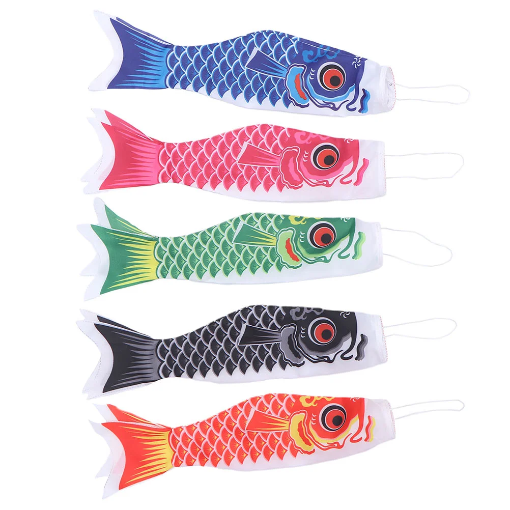 5pcs Koinobori Windsock Fish Flag Kite Wind Streamers Garden Windsock Japanese Carp Flag Koinobori Flag
