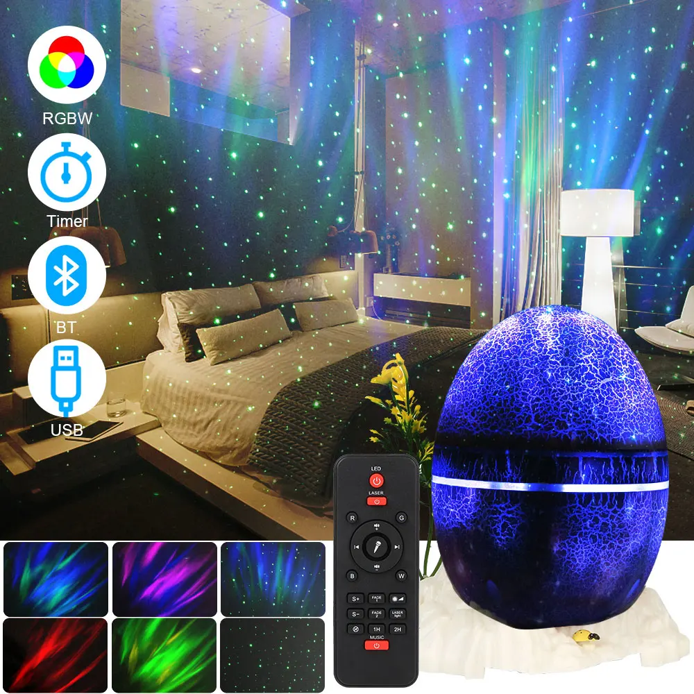 

With Bluetooth Music Speaker Starry Sky Projector Bedroom Decorative Night Light Dinosaur Egg Galaxy Star Projector