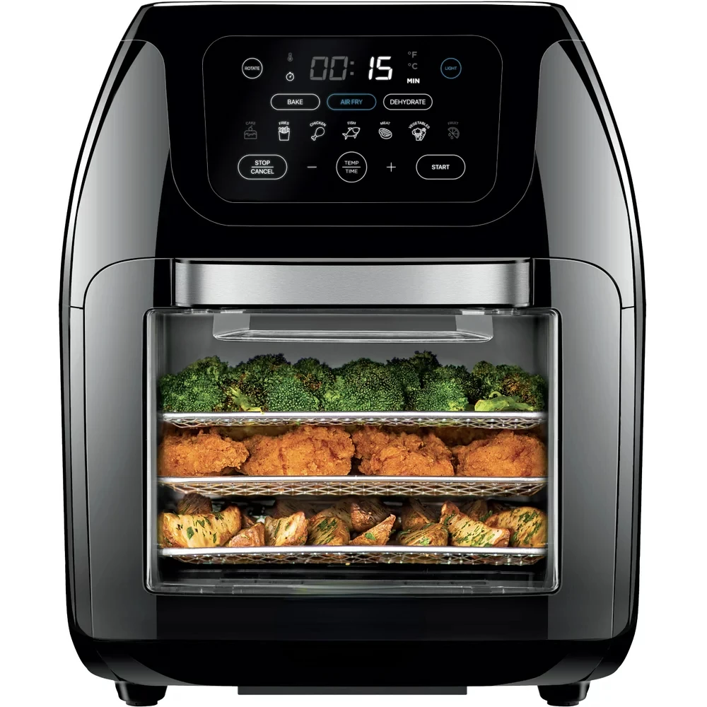 

Digital Air Fryer+ Rotisserie, Fry, Roast & Bake, 17 Presets, XL 10L, Black